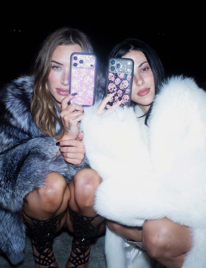 Better Half with Stas and Vic Rhinestone Skull | Black and Pink iPhone Case