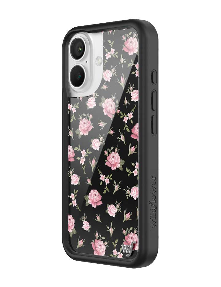 Black and Pink Floral iPhone Case