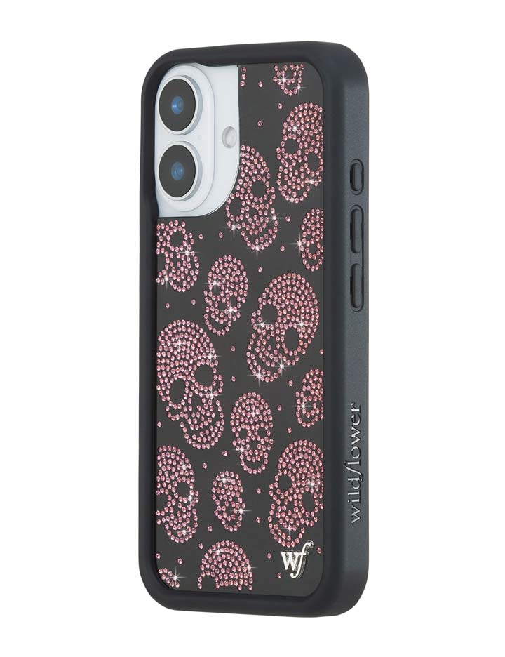 Better Half with Stas and Vic Rhinestone Skull | Black and Pink iPhone Case